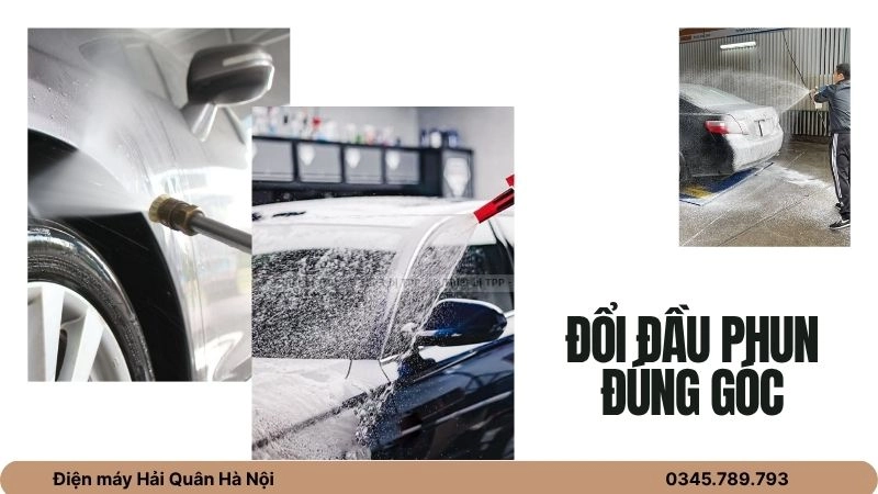 Đổi đầu phun đúng góc 